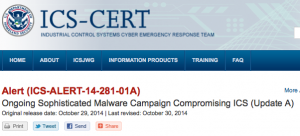 scrrenshot of ICS-CERT Web site